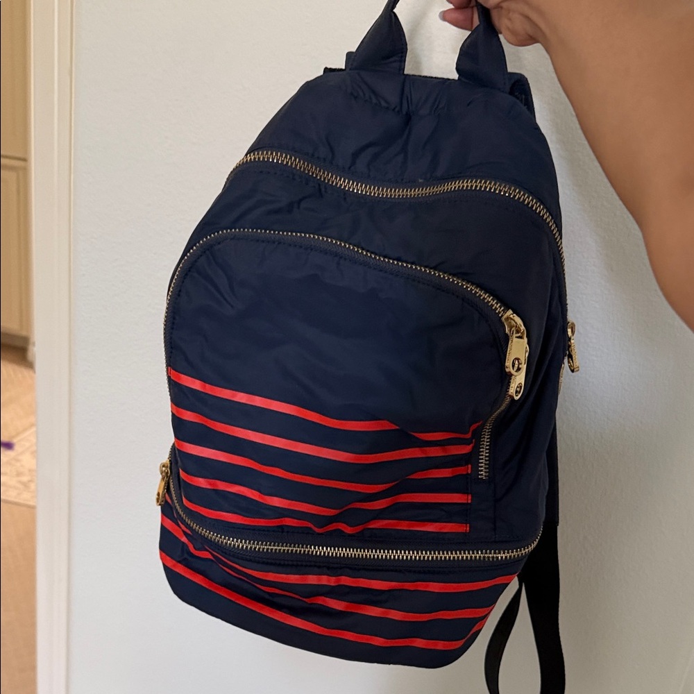 Cynthia Rowley Navy Backpack with Red Stripes